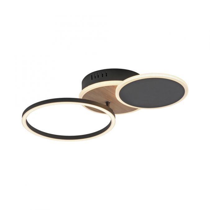 Lampa sufitowa wisząca Leuchten Direkt Sevent 4518 czarno-biała-jasne drewno nowoczesna wbudowany LED 25.5W 1 szt.
