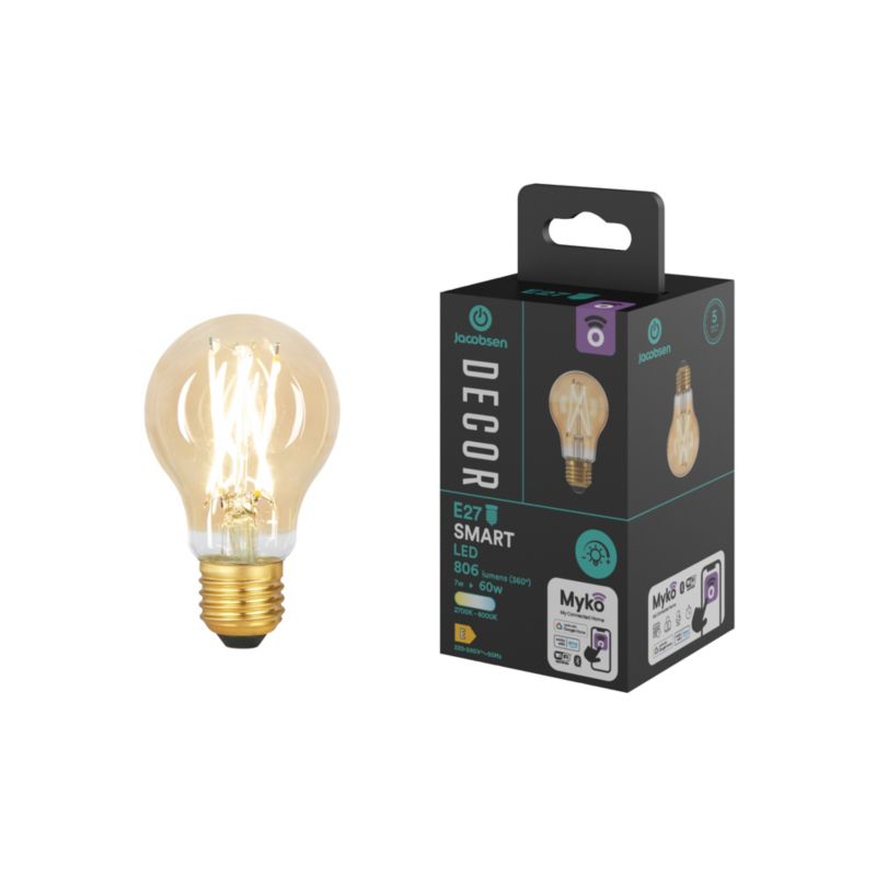 Inteligentna żarówka LED Filament Amber Jacobsen Myko A60 E27 806 lm CCT