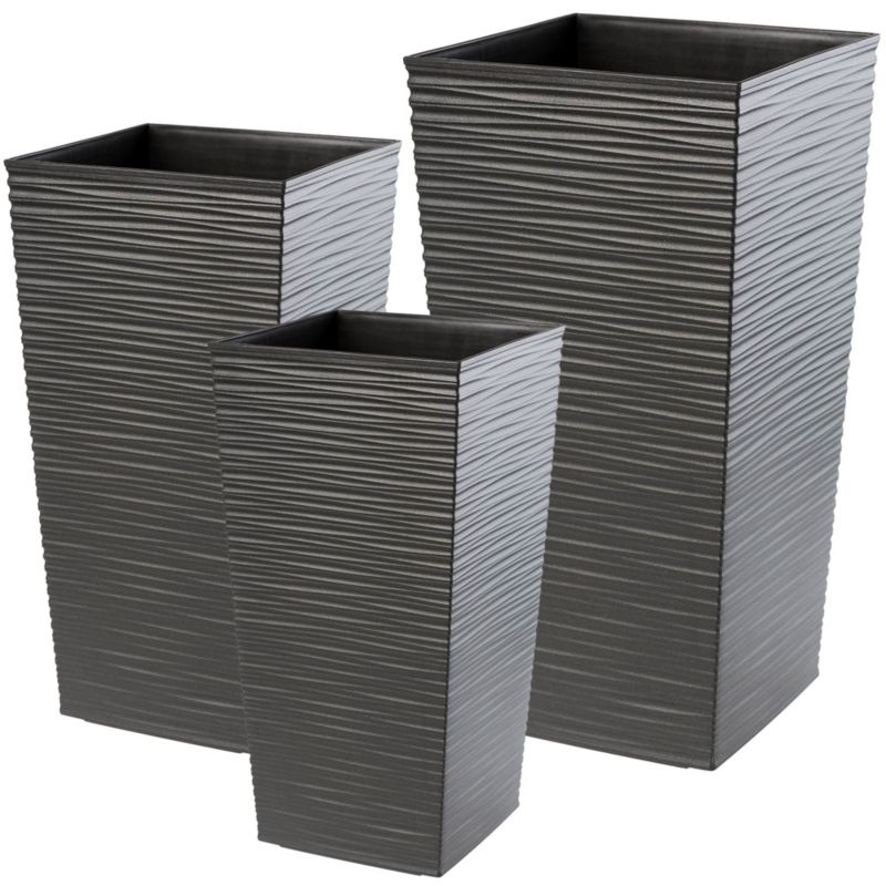 Doniczka KADAX Zestaw 3x Donica Wkład Ogrodowa Kwietnik Wysoka Grafitowa 57cm 3 szt.