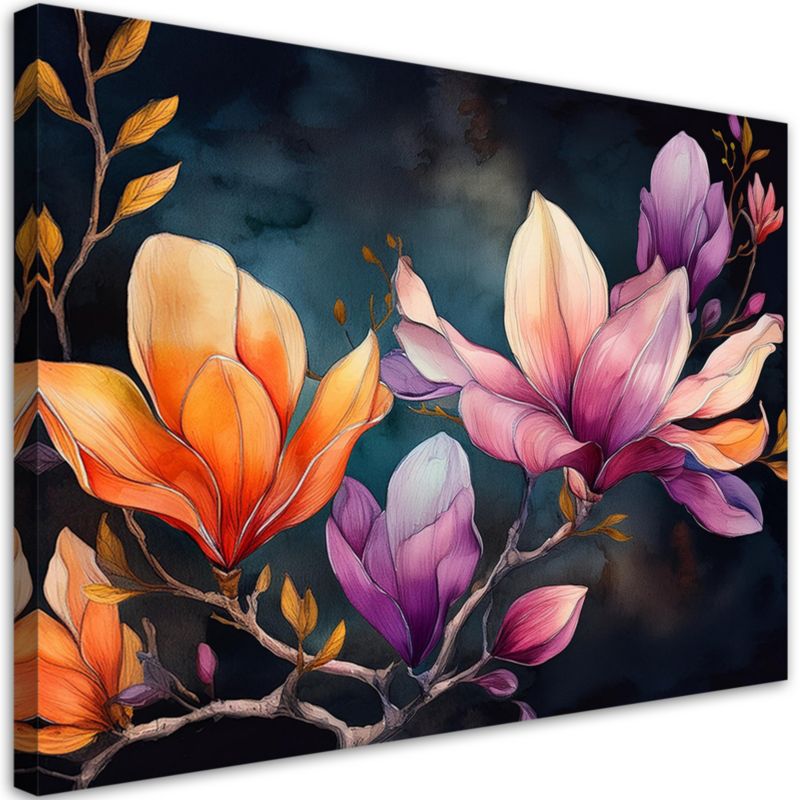 Obraz do salonu sypialni Feeby Malowany Kwiat Magnolii 90x60 cm 1szt