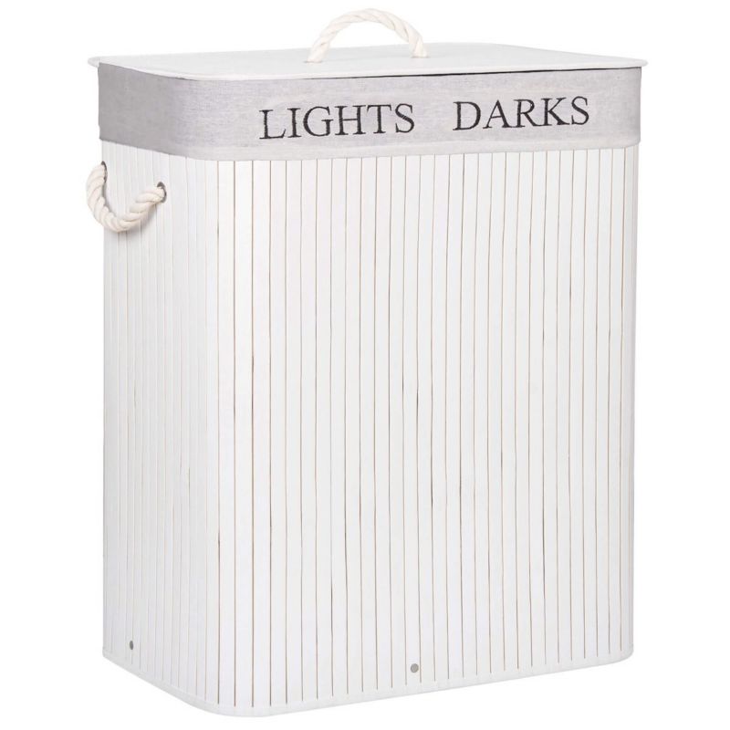 Kosz na pranie Springos 100L z pokrywą biały bambus 1 szt.