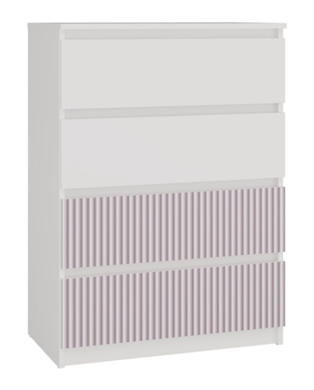 Komoda Topeshop Malwa M4 Arteso - Biały / Różowy 40x70x97 cm 1 szt.