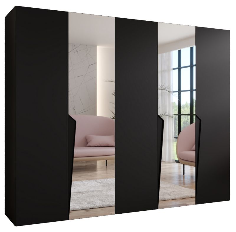 Szafa uchylna z lustrem otwierana Abiks PIANO 2 250 wys 202 cm Czarny + Czarny 1 szt