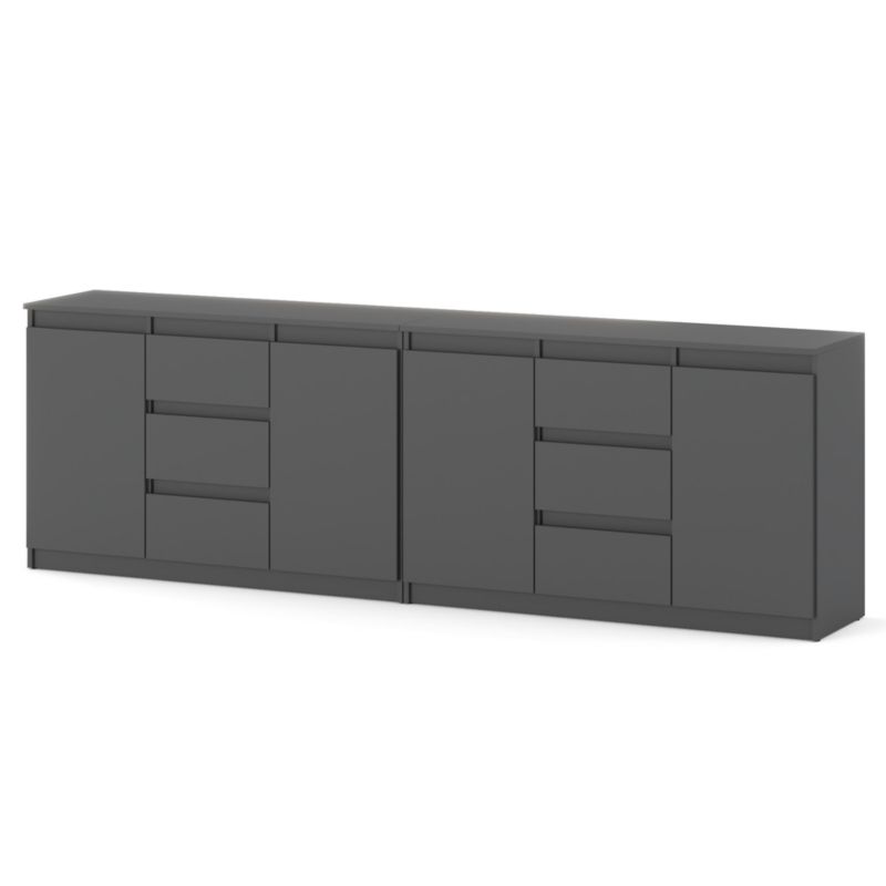 Komoda Hurtownia-Mebli Szuflady 6 Agna Best 240cm Szary Mat Szary Mat 240x35x75 cm 1szt.