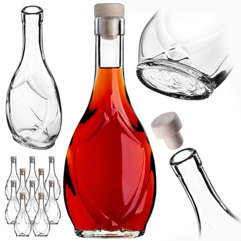 Szklana butelka na nalewkę z korkiem syntetycznym 250ml,10 szt.