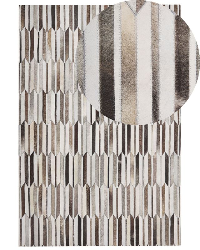 Dywan patchworkowy skórzany 140 x 200 cm brązowo-beżowy Kulalar 1 szt.