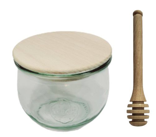 Słoik MODO24 Weck 370 ml fi 80 tulip drewniane wieko nabierak 1 kpl.