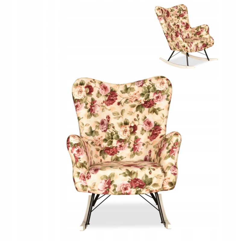 Fotel uszak do salonu Family Meble Luna Print róże 1szt