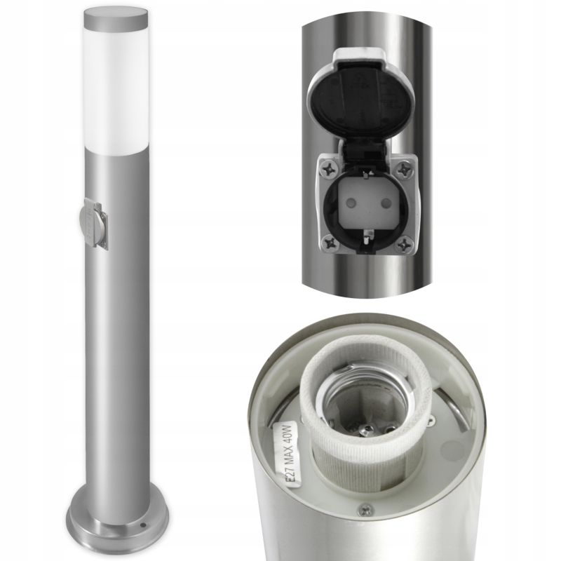 Lampa ogrodowa LED MasterLED Manila E27 65cm IP44 z gniazdem srebrna 1 szt.