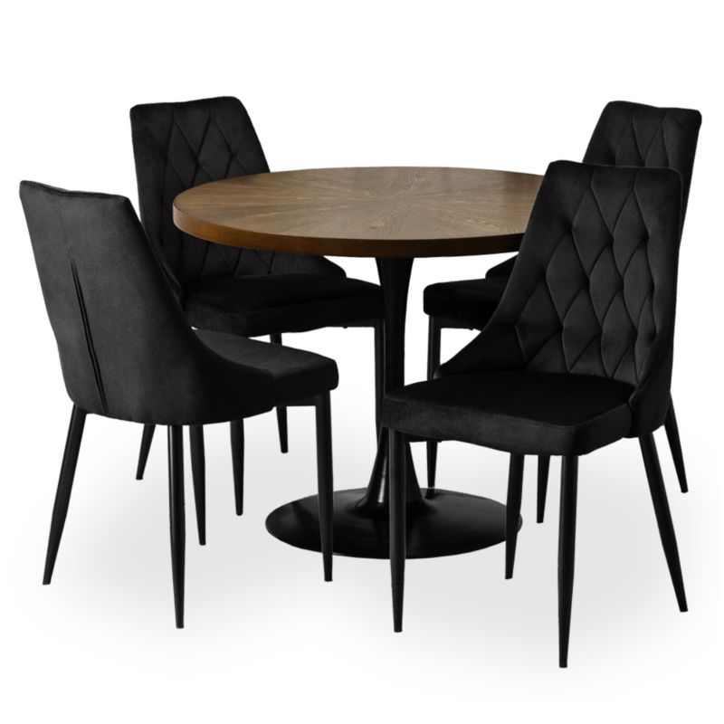 Stół Mebel Elite Z Krzesłami Zestaw Okrągły 100cm Komplet Do Salonu Jadalni Kuchni 1 szt