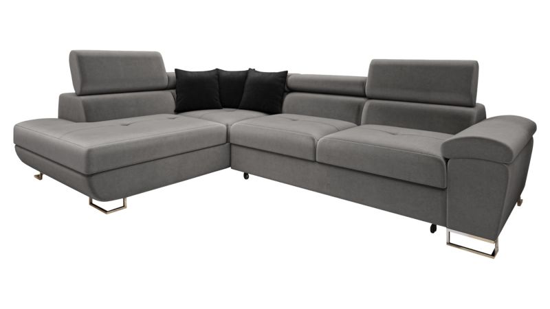 Narożnik z funkcją spania MIRJAN 24 Cotere lewy platynowy szary/czarny 1 szt.