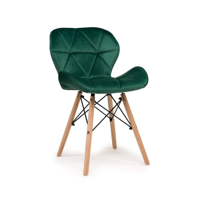 Krzesło tapicerowane New Home DURO zielone welurowe skandynawskie 1 szt.