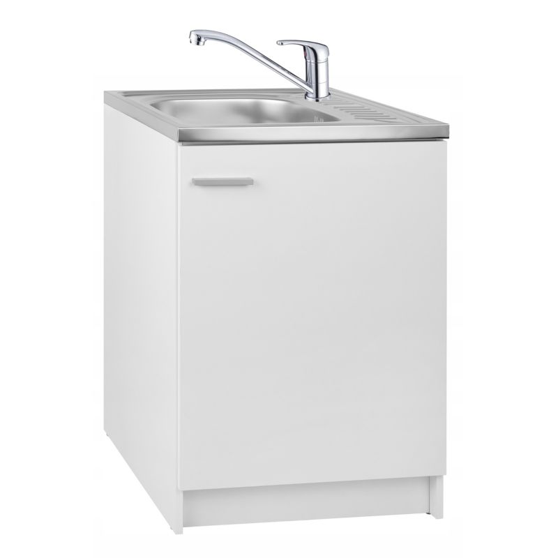 Szafka Kuchenna Stamar Stojąca Biała 600 x 500 mm Zlew Deante Bateria Obrotowa Syfon 1 szt