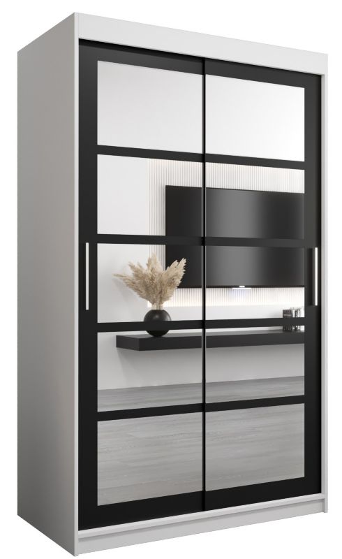 Szafa przesuwna Abiks ROMA 2 120 biały mat + czarny mat 1 szt.