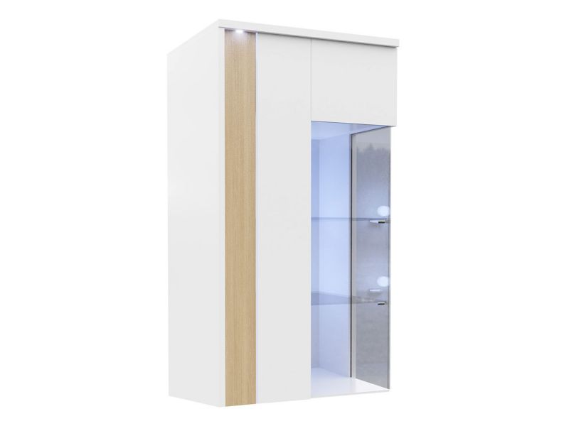 Witryna MIRJAN 24 Marco górna 50 lewa biały / biały połysk / okleina naturalna 1 szt.