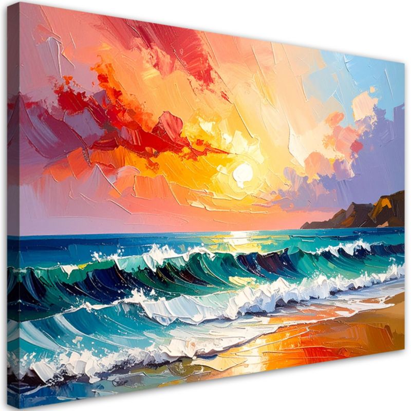 Obraz do salonu sypialni Feeby Plaża Morze Fale Pejzaż jak malowany 60x40cm 1szt