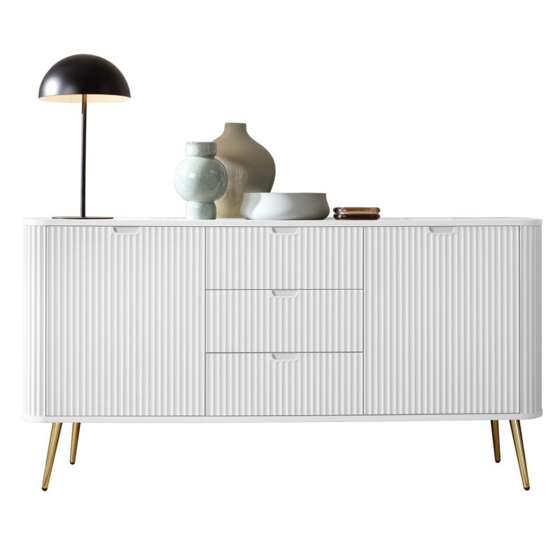 Komoda dwudrzwiowa z szufladami Zova Bettso 168 cm na złotych nogach biały 1szt.