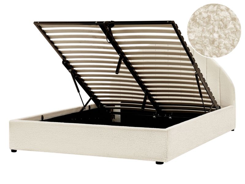 Łóżko z pojemnikiem Boucle Chadenet 140 x 200 cm Złamana biel 1 szt.