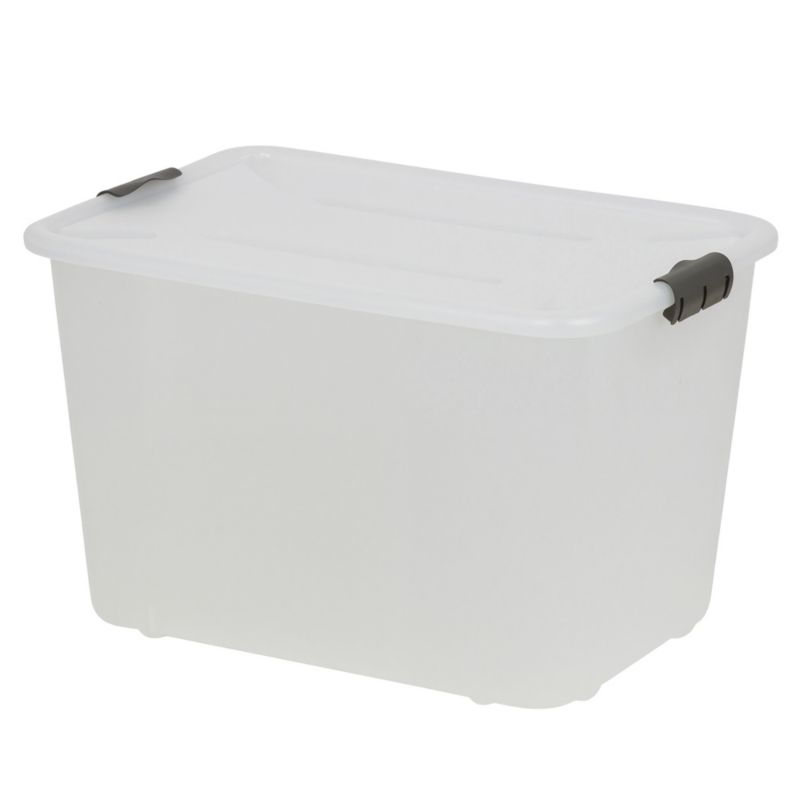 Pojemnik EDANTI Plastikowy Pudełko 30 L Zamykany Z Pokrywką Do Przechowywania Na Zabawki Dokumenty Ubrania Mleczny 1 szt.
