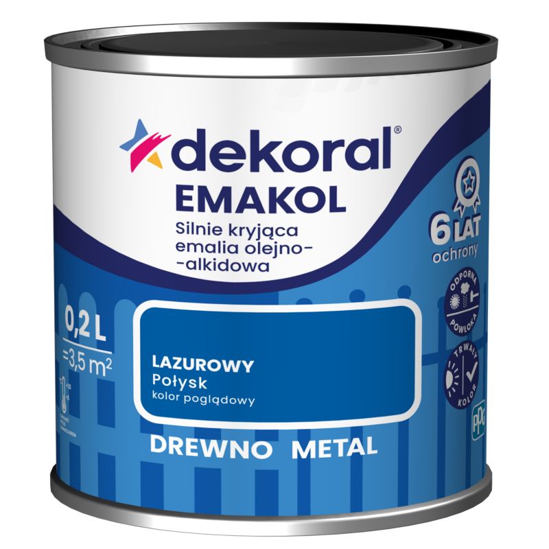 Emalia olejno-alkidowa Dekoral Emakol do drewna i metalu lazurowy 0,2 l
