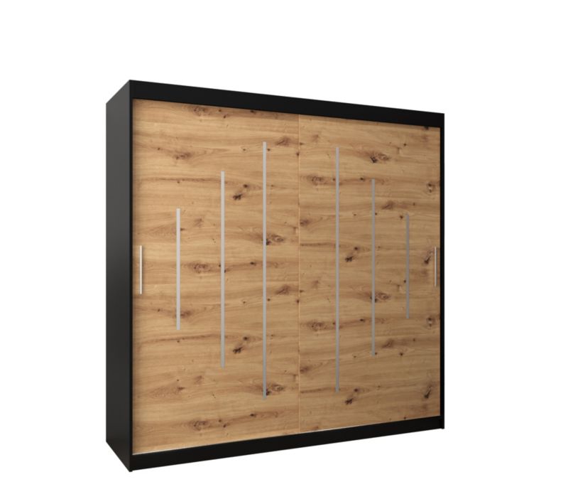 Szafa przesuwna Garderoba Abiks YORK 200 czarny/artisan 1 szt.