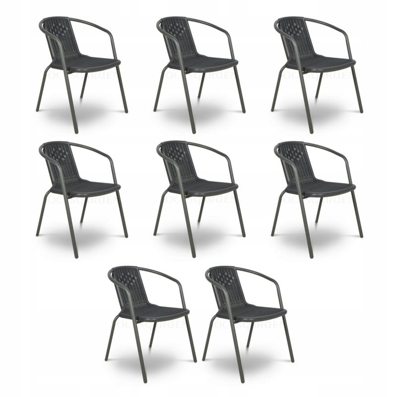 Zestaw Krzeseł Focus Garden Krzesło Ogrodowe Simple Grafit na Taras metal Komplet 8 szt