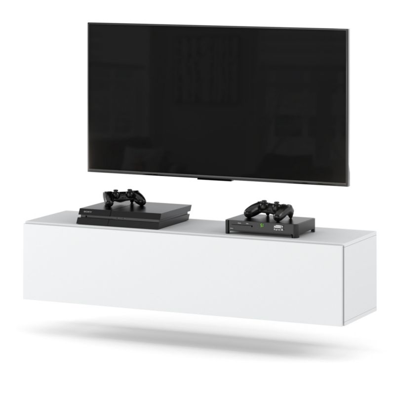 Komoda RTV Hurtownia-Mebli 1 Drzwi RTV Hugo 140cm Biały Mat Biały Mat 140x35x40 cm 1szt.