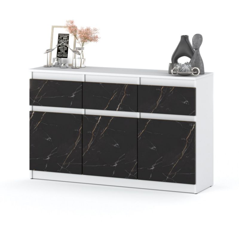 Komoda Hurtownia-Mebli Szuflady 3 Oleksa 3D3SZ 120cm Biały Mat San Sebastian 120x35x75 cm 1szt.