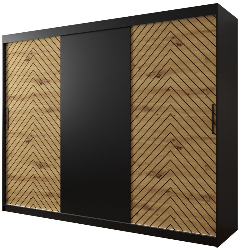 Szafa przesuwna Garderoba Abiks Jodełka 250 czarny + artisan 1 szt.