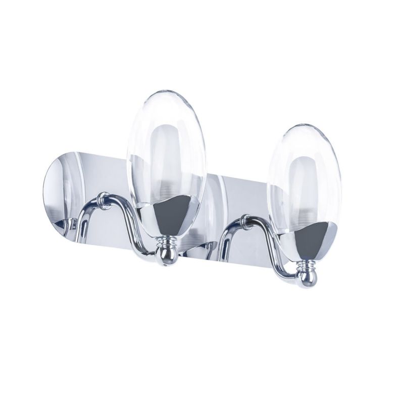 Kinkiet ścienny Italux Clement chromowany przezroczysty-biały do łazienki 2 x G9 x 28W IP44 wym: 13 x 27 x 13 cm - 1 szt.