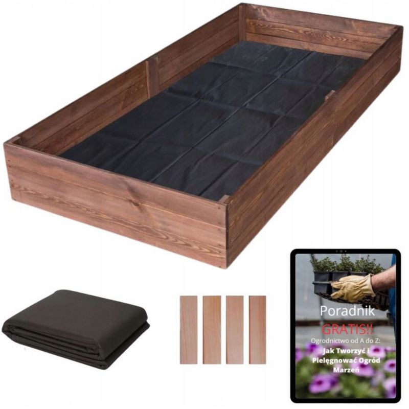Skrzynie na Warzywa 200x120cm SunWood Warzywniak Impregnowany Rabata Inspekt + Poradnik 1 szt.