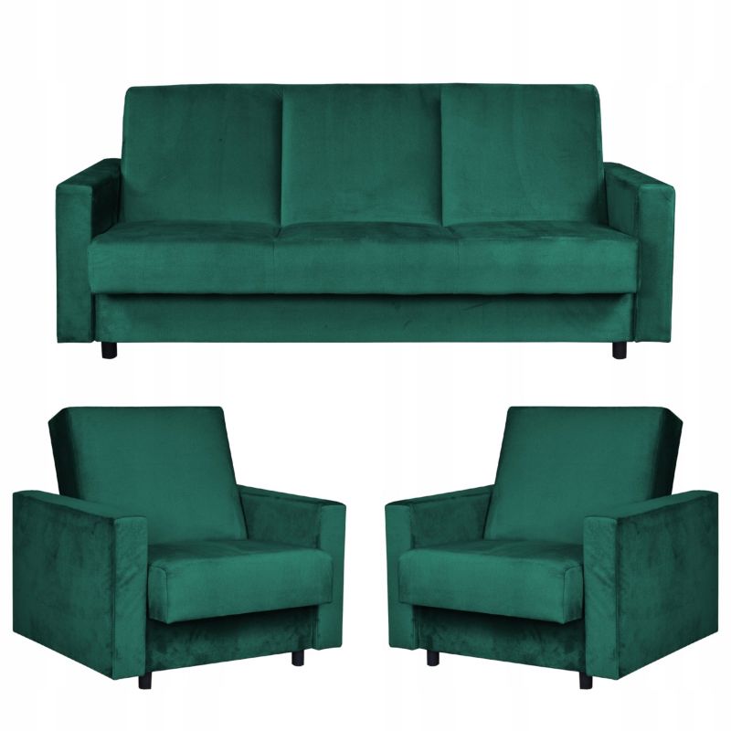 Zestaw mebli do salonu kanapa fotele Family Meble Alicja zielony 1szt