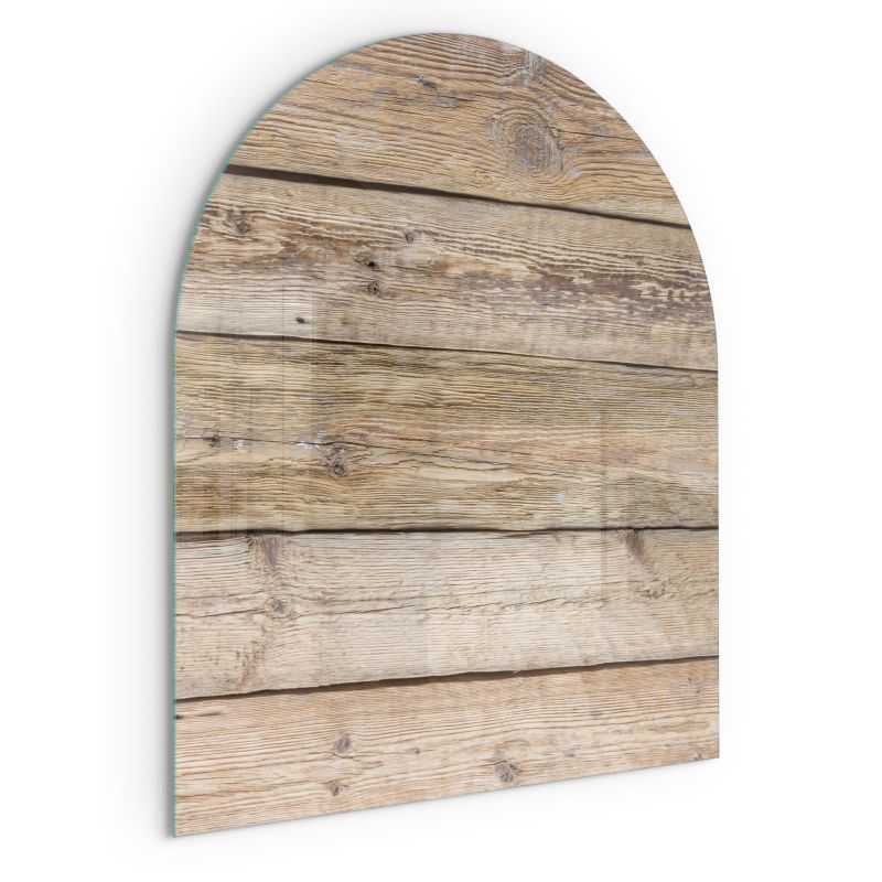 Szklana Podkładka Pod Kominek Półowalny Wallfluent 80x70 cm Faktura drewnianych desek 1 szt.