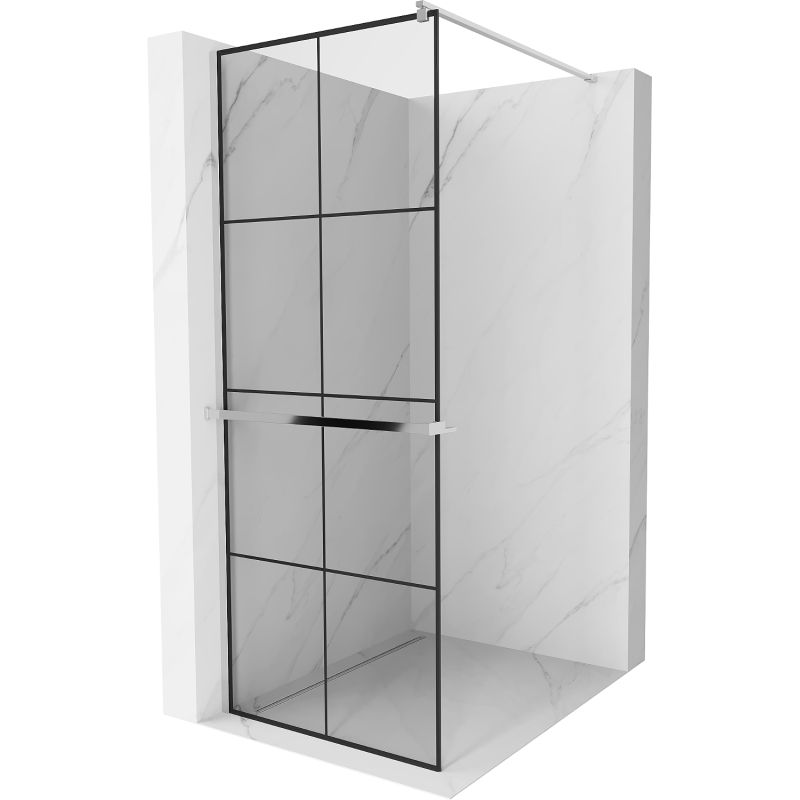 Ścianka prysznicowa walk-in Mexen Kioto+ czarny wzór 90x200 cm 800-090-121-01-77 1 szt.