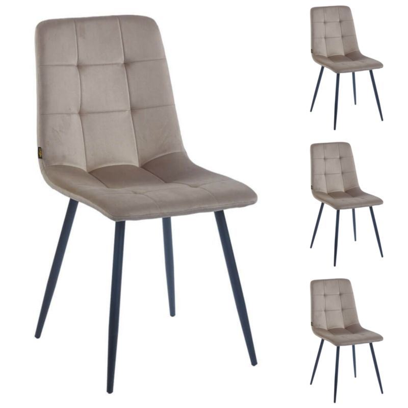 Krzesła welurowe Kobi Nel cappuccino 4 szt.