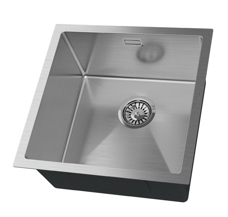 Zlewozmywak Stalowy Jednokomorowy Granitan Silvo44 Chrom Podwieszany Zestaw Zlew Syfon Manualny 1 kpt.