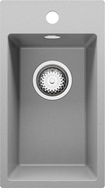Zlewozmywak Ryga PRIMAGRAN Nablatowy 28x50cm do szafki od 30cm, Szary + Syfon, S005, 1 szt.