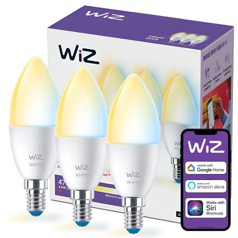 Żarówka LED WiZ E14 Świeczka C37 4.9W 470lm 2700-6500K TW Inteligentna Smart WiFi Bluetooth Aplikacja 3 szt.