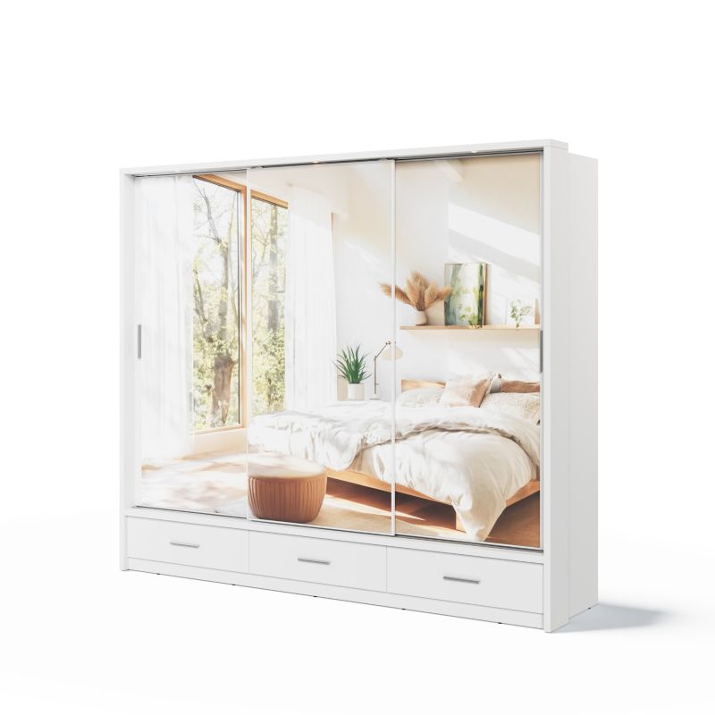 Szafa przesuwna MINIO go for it ERTA 1L3 z trzema lustrami z oświetleniem,biała 1 szt.