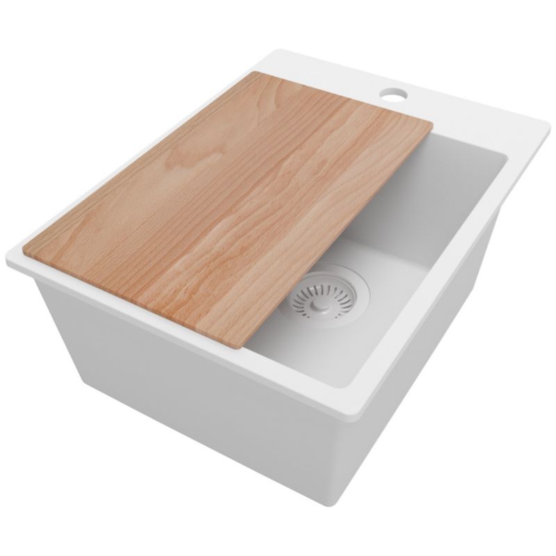 Zlewozmywak Ryga PRIMAGRAN Nablatowy 38x50cm do szafki od 40cm z Syfonem i Dodatkiem Cały Biały 1 szt.