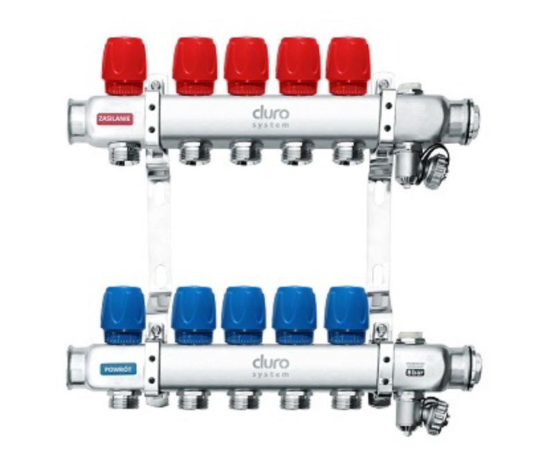 Rozdzielacz Duro 5 sekcji zawory regulacyjne do podłogówki 1szt