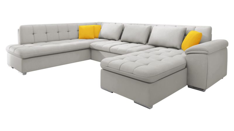 Narożnik z funkcją spania MIRJAN 24 Niko Premium prawy popielaty + żółty 1 szt.