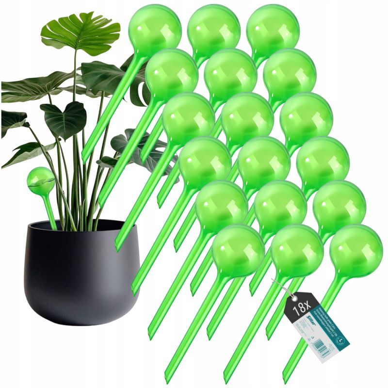 Nawadniacz, Sillar, kule nawadniające, do podlewania roślin, kwiatów, rozmiar L, 24cm, 250ml, zielony, 18szt