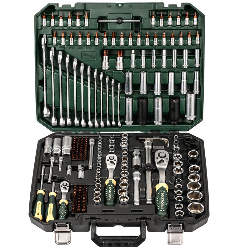 Zestaw narzędziowy warsztatowy ROCKFORCE klucze nasadowe nasadki płaskie torx 216 el 1szt.