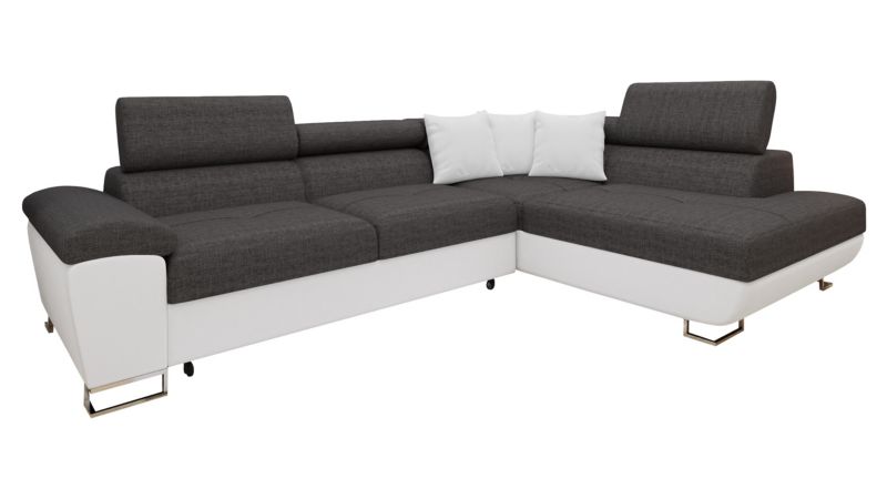 Narożnik z funkcją spania MIRJAN 24 Cotere prawy biała ekoskóra/grafitowy/biała ekoskóra 1 szt.