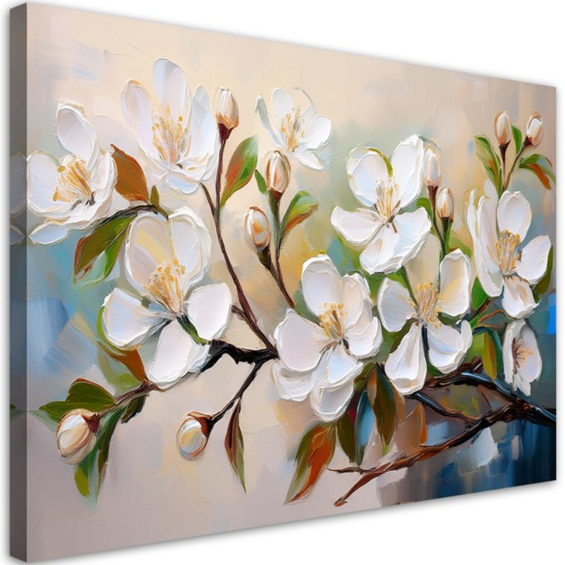 Obraz do salonu sypialni Feeby Kwiat Jabłoni Malowany 90x60 cm 1 szt
