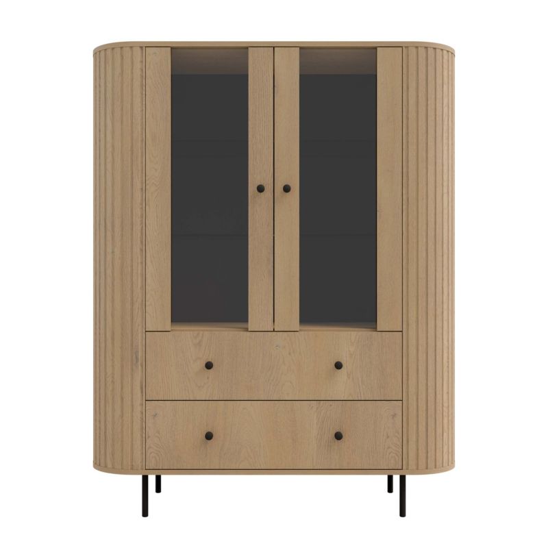 Witryna Bonni do salonu z przeszklonymi drzwiami Flana 122 2F2S Dąb Cremona 1 szt.