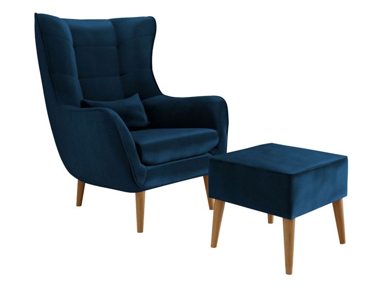 Fotel MIRJAN 24 Estjano z podnóżkiem ciemny szafir 1 szt.