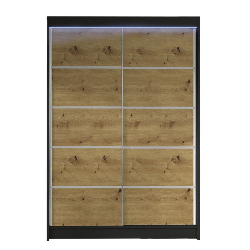 Szafa MIRJAN 24 z drzwiami przesuwnymi Lino IV z oświetleniem RGB czarny/dąb artisan 1 szt.