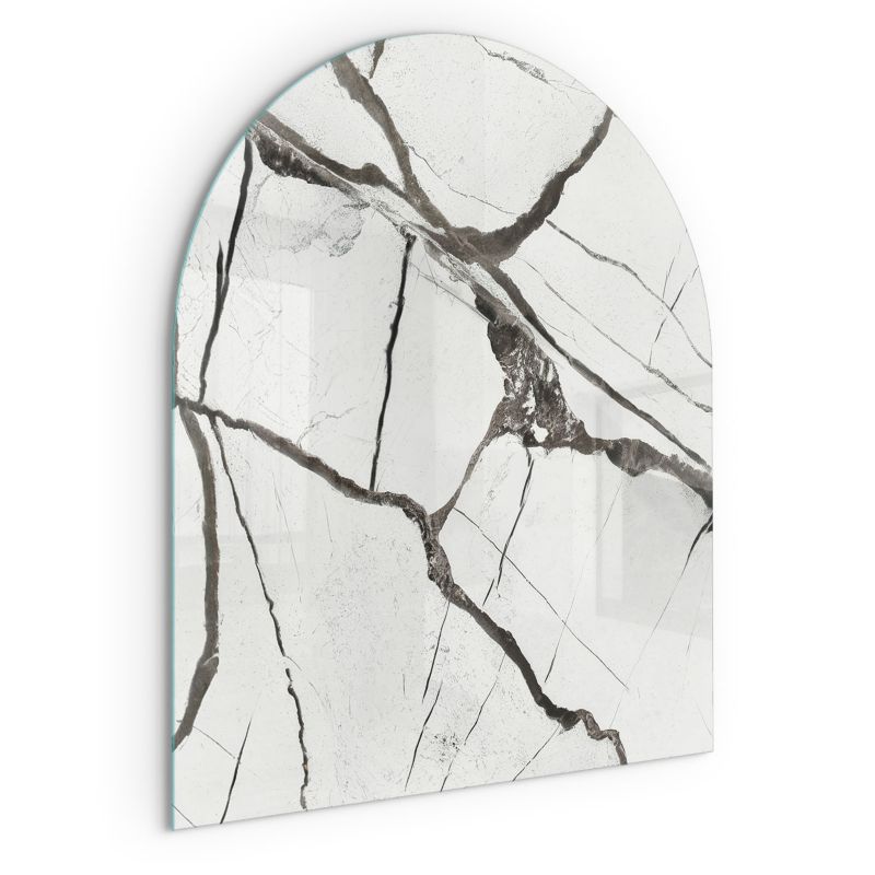 Szklana Podkładka Pod Kominek Półowalny Wallfluent 80x70 cm Marmurowe żyłki 1 szt.